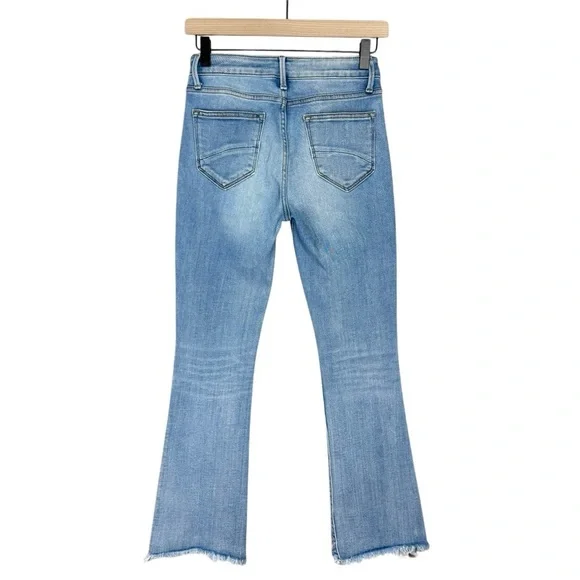 Driftwood Roxy Jeans Womens 25 Embroidered Mid Rise Kick Flare Raw Hem Stretch - Picture 4 of 7